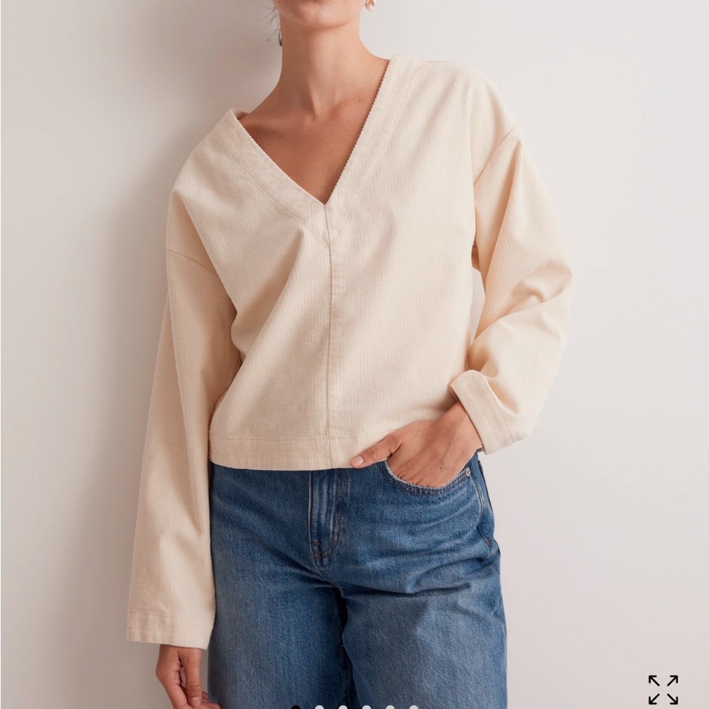 Madewell Cream V-Neck Top - Picture 5 of 7